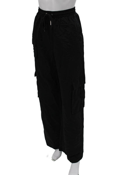 Superdown Women Cargo Pants Black Nylon Drawstring Utility Size M