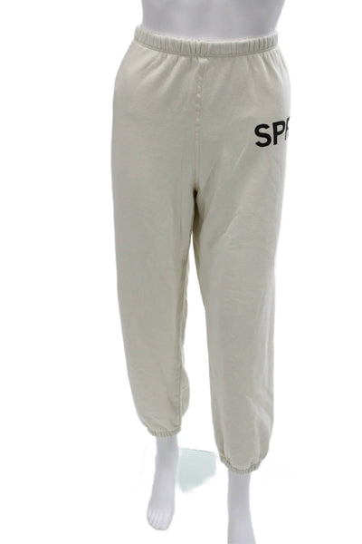 SPRWMN Womens Sweatpants Beige 100% Cotton Pull On Size L