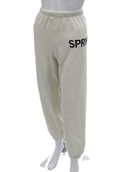 SPRWMN Womens Sweatpants Beige 100% Cotton Pull On Size L