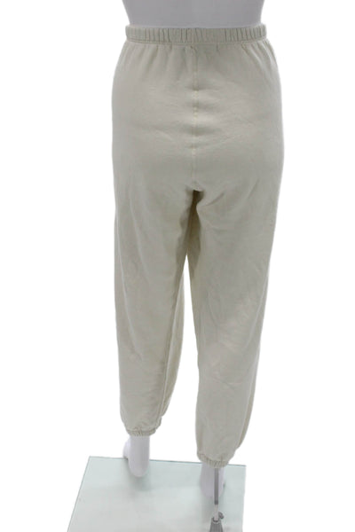 SPRWMN Womens Sweatpants Beige 100% Cotton Pull On Size L