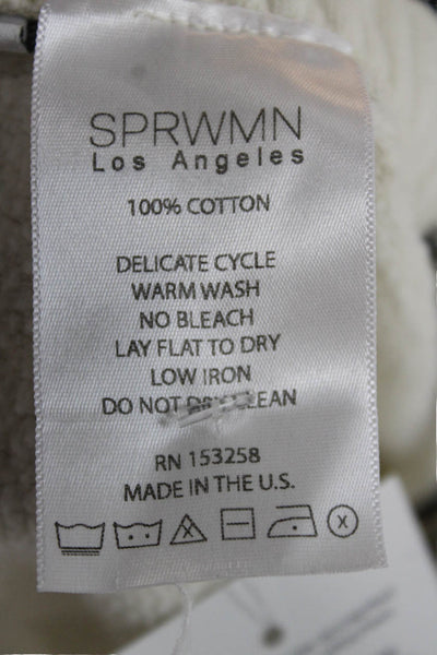 SPRWMN Womens Sweatpants Beige 100% Cotton Pull On Size L