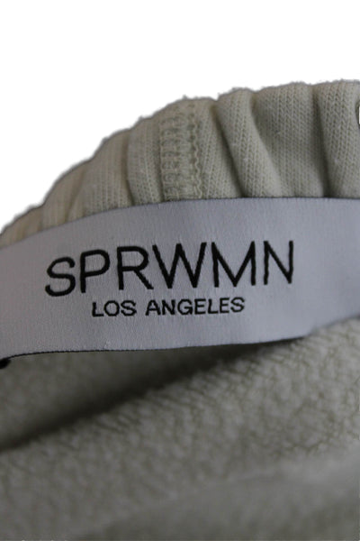 SPRWMN Womens Sweatpants Beige 100% Cotton Pull On Size L