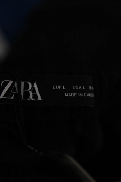 Zara Women Dress Pants Black Pull On Polyester Size L