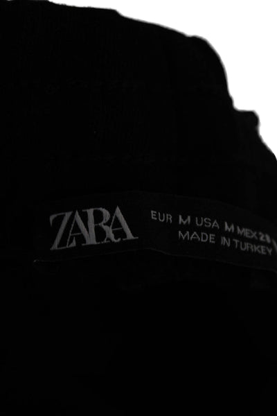 Zara Women Sweatpants Black Cotton Pull On Size M