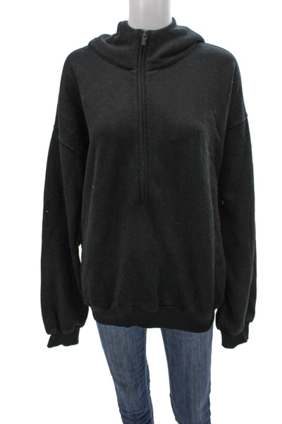 Aritzia Womens Pullover Hoodie Black High Neck Cotton Long Sleeve Size L