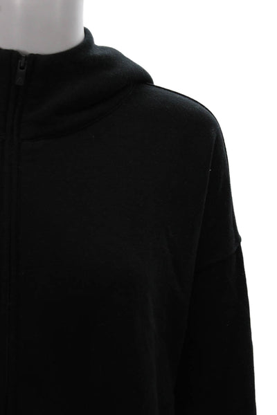 Aritzia Womens Pullover Hoodie Black High Neck Cotton Long Sleeve Size L