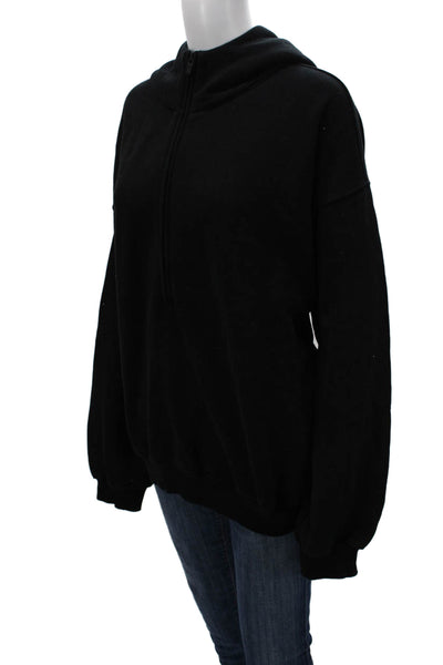 Aritzia Womens Pullover Hoodie Black High Neck Cotton Long Sleeve Size L