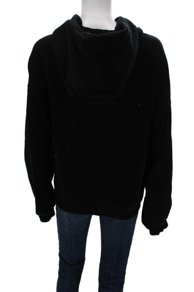 Aritzia Womens Pullover Hoodie Black High Neck Cotton Long Sleeve Size L