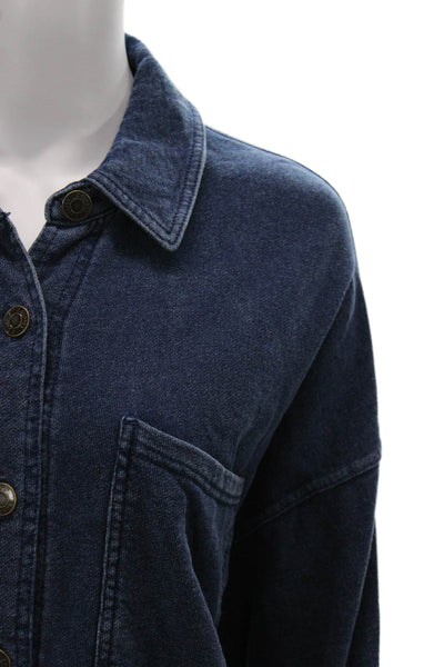 Z Supply Womens Basic Jacket Blue Collared Long Sleeve Cotton Blend Size M