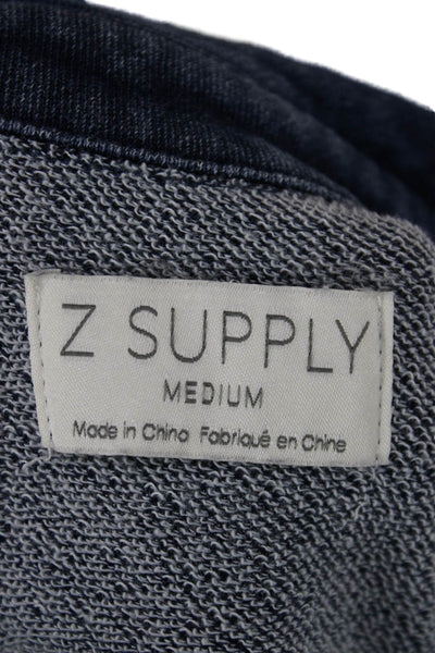 Z Supply Womens Basic Jacket Blue Collared Long Sleeve Cotton Blend Size M