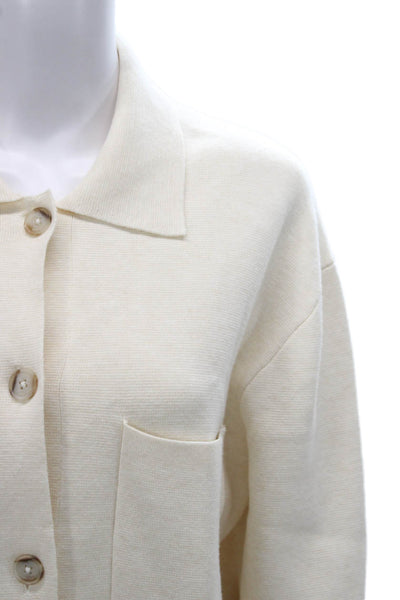 Babaton Women Cardigan Ivory Collared Long Sleeve Size S