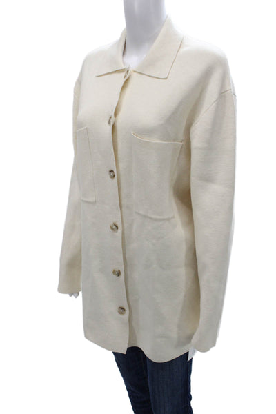 Babaton Women Cardigan Ivory Collared Long Sleeve Size S