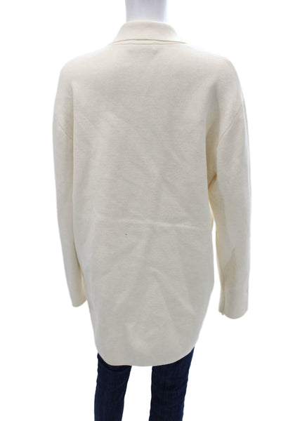 Babaton Women Cardigan Ivory Collared Long Sleeve Size S