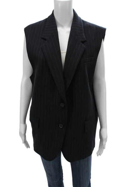 Babaton Women Vest Black Striped Button Sleeveless Size L
