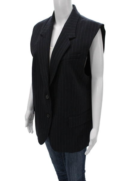 Babaton Women Vest Black Striped Button Sleeveless Size L