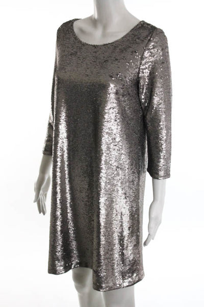BB Dakota  Silver Sequined Bateau Neck Dress Size Medium $112 JG10