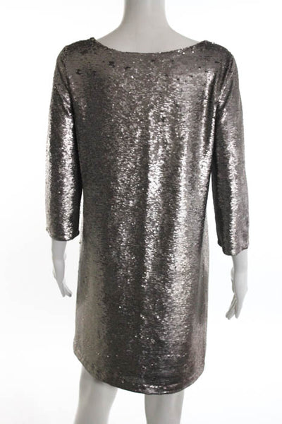 BB Dakota  Silver Sequined Bateau Neck Dress Size Medium $112 JG10
