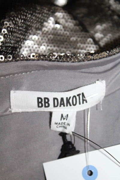 BB Dakota  Silver Sequined Bateau Neck Dress Size Medium $112 JG10