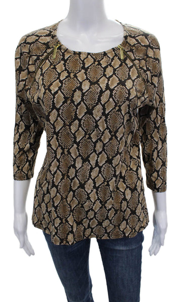 Michael Michael Kors Women Blouse Animal Print 3/4 Sleeve Size L