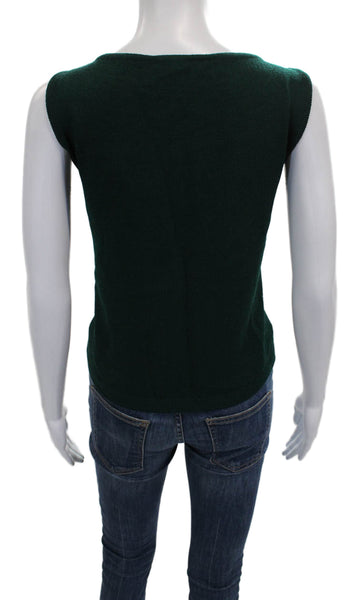 St. John Women Basic Wool Boat Neck Sleeveless Tank Pullover Green Size M