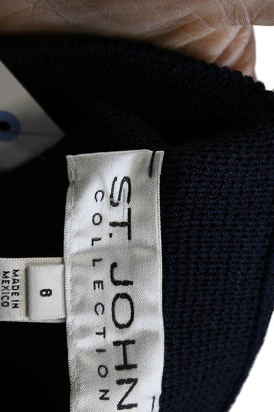 St. John Collection Womens Blue Wool Dress Pants Pull On Size 8