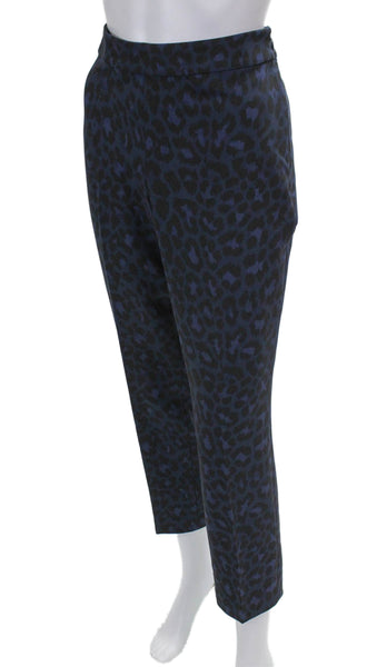 Kate Spade Womens Dress Pants Blue Animal Print Polyester Zip Size 4