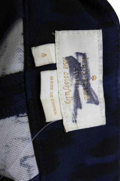 Kate Spade Womens Dress Pants Blue Animal Print Polyester Zip Size 4
