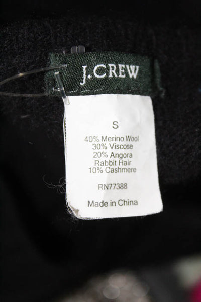 J Crew Black Wool Cable Knit V Neck Sweater Size Small