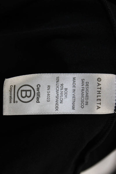 Athleta Womens Basic Long Sleeve Crew Neck Black Nylon T-Shirt Size 2XS