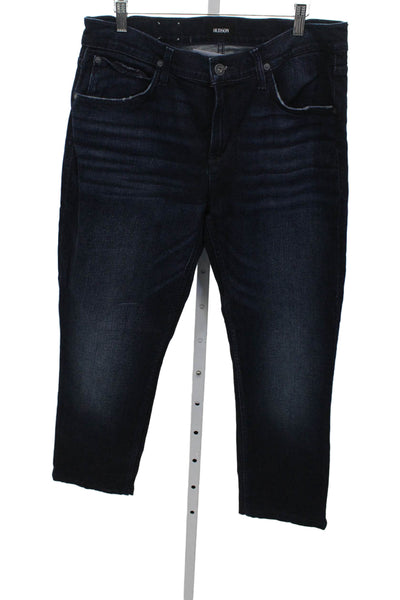 Hudson Mens Cropped Jeans Blue Cotton Blend Button Fly Size 34