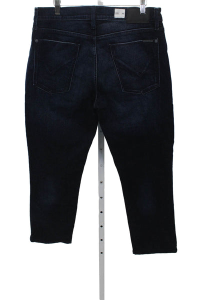 Hudson Mens Cropped Jeans Blue Cotton Blend Button Fly Size 34