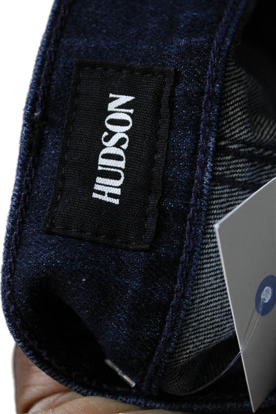 Hudson Mens Cropped Jeans Blue Cotton Blend Button Fly Size 34