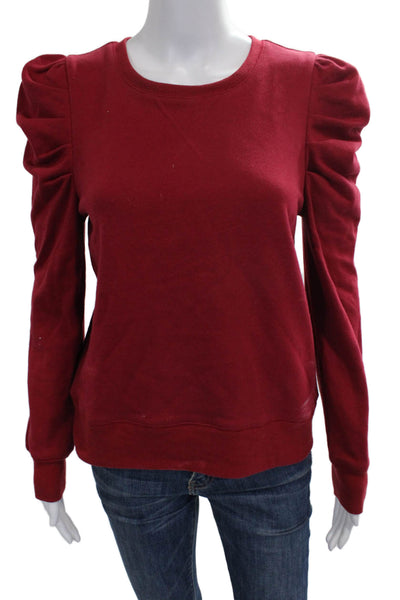 Rebecca Minkoff Womens Pullover Red Cotton Blend Crew Neck Long Sleeve Size S
