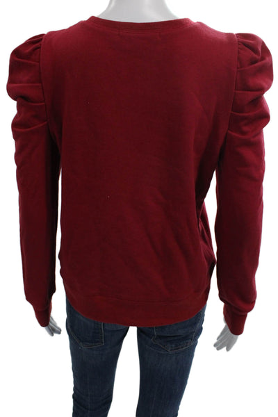 Rebecca Minkoff Womens Pullover Red Cotton Blend Crew Neck Long Sleeve Size S