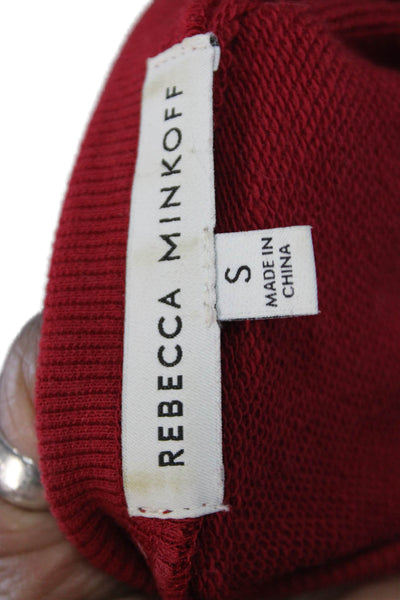 Rebecca Minkoff Womens Pullover Red Cotton Blend Crew Neck Long Sleeve Size S