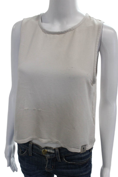 Soul Women Cropped Striped Sleeveless Tank Beige Polyester Round Neck Size S