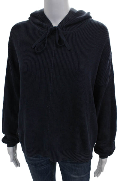 Kokun Women Pullover Sweater Blue Cotton Crew Neck Long Sleeve Size L