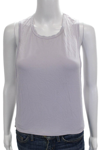 ALALA Women Basic Tank Purple Nylon Sleeveless Round Neck Size S