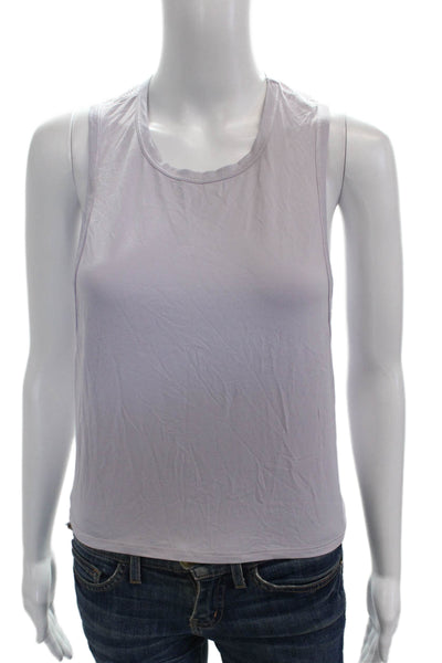 ALALA Women Basic Tank Purple Nylon Sleeveless Round Neck Size S