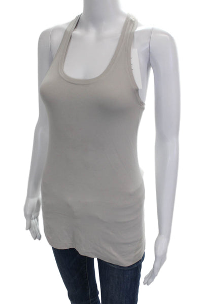 Lululemon Women Scoop Neck Sleeveless Tank Gray Polyester Blend Basic Size 6