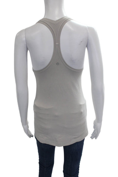 Lululemon Women Scoop Neck Sleeveless Tank Gray Polyester Blend Basic Size 6