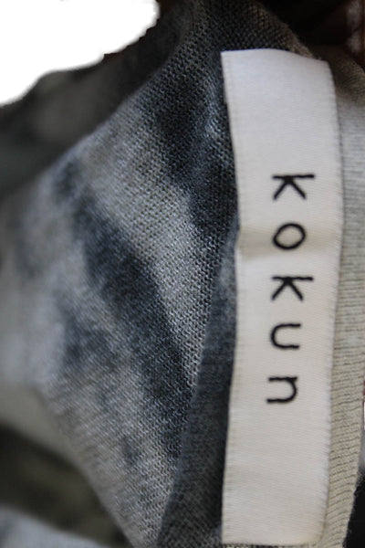 Kokun Women Bamboo Gray Animal Print Crew Neck T-Shirt Long Sleeve Size XL