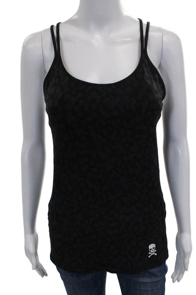 Lululemon Womens Black Animal Print Skull Camisole Scoop Neck Polyester Size 8