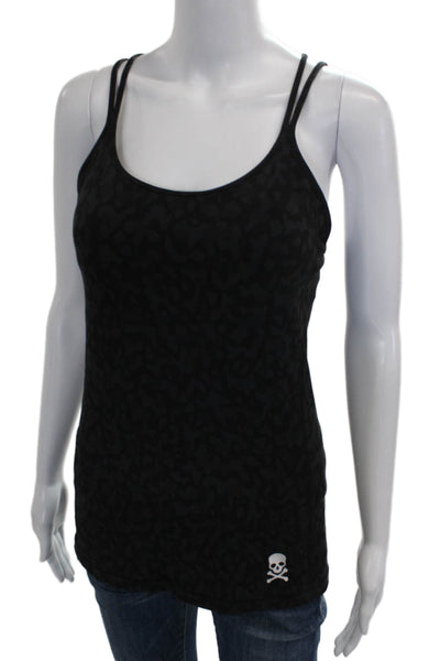 Lululemon Womens Black Animal Print Skull Camisole Scoop Neck Polyester Size 8