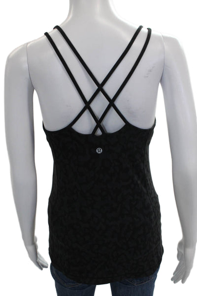 Lululemon Womens Black Animal Print Skull Camisole Scoop Neck Polyester Size 8