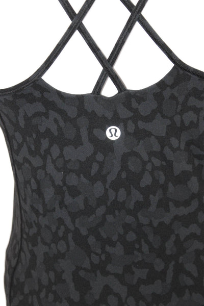 Lululemon Womens Black Animal Print Skull Camisole Scoop Neck Polyester Size 8