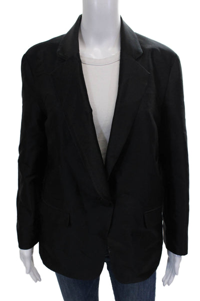 Cynthia Rowley Women Basic Jacket Black Button Silk Wool Solid Size M