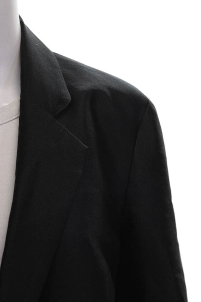 Cynthia Rowley Women Basic Jacket Black Button Silk Wool Solid Size M