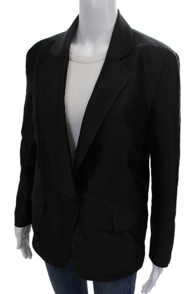 Cynthia Rowley Women Basic Jacket Black Button Silk Wool Solid Size M
