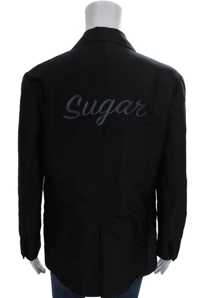 Cynthia Rowley Women Basic Jacket Black Button Silk Wool Solid Size M